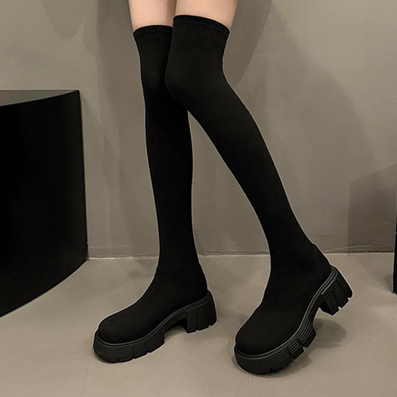 Fashion Women High Boots Platform Designer Winter Shoes Flats Over The Knee Fashion Sock Boots 2025 New Cozy Dress Chelsea Botas Mujer