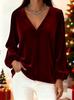 2025 Designer Gold Velvet V-Neck Lantern Sleeve Women's Top for Autumn/Winter
