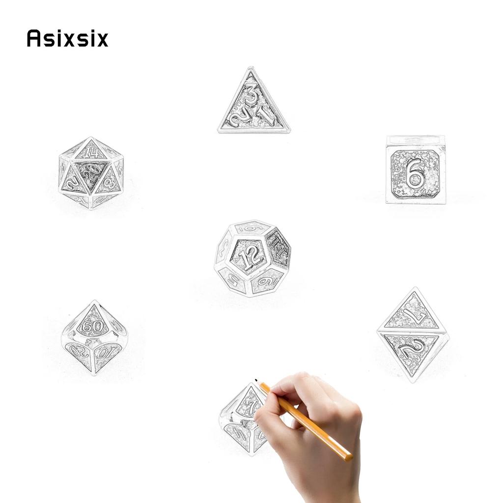 7 Pcs Colorful Standard Metal Dice Solid Metal Polyhedral Dice Set Suitable for Role-Playing RPG  Board Game Card Game