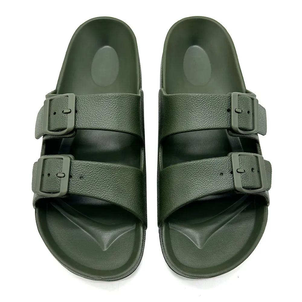 Couple Style Slippers With Adjustable Double Button Men Slippers Outdoor Comfortable Beach Sandals Fashion Men Flats 36-47 Size