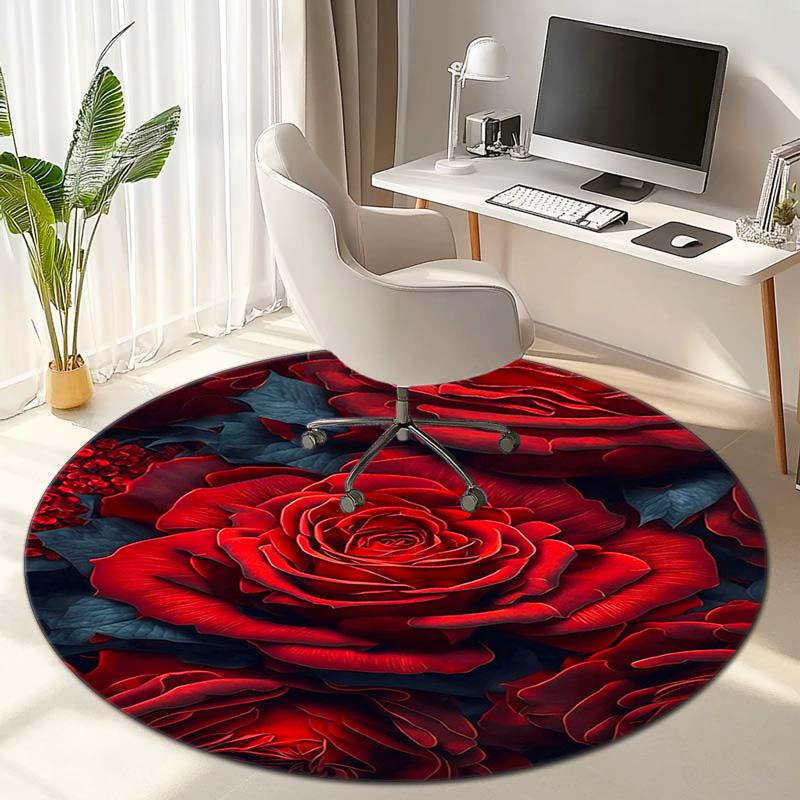 Rose Garden Elegance Round Rug Home Soft Decorative Anti Slip Yoga Table And Chair Mat Carpet Outdoor Floor Mat Carpet S5