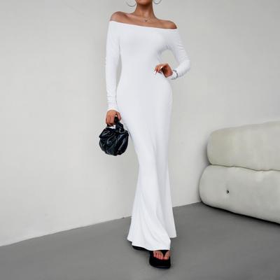 Sexy Elegant Women's Slim Fit Off Shoulder Long Sleeve Dress for Autumn Winter