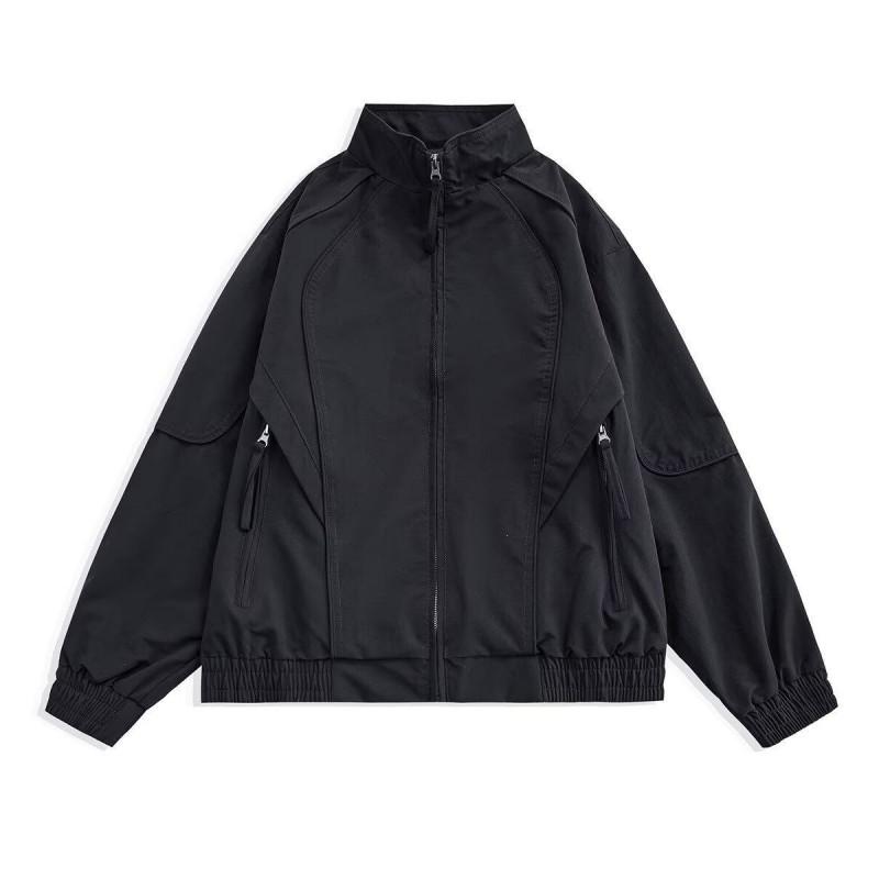 Mens Stand Collar Windproof Utility Jacket 2026 Casual Outerwear Black Purple Red