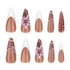 European and American Autumn and Winter Popular Nail Art French Style Simple White Wearable Nail Tips Leopard Print 3D Flower False Nails