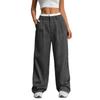 High-Waisted Wide-Leg Striped Trousers Women Office Chic Straight Cut Pants With Pockets Lightweight Stretch Fit