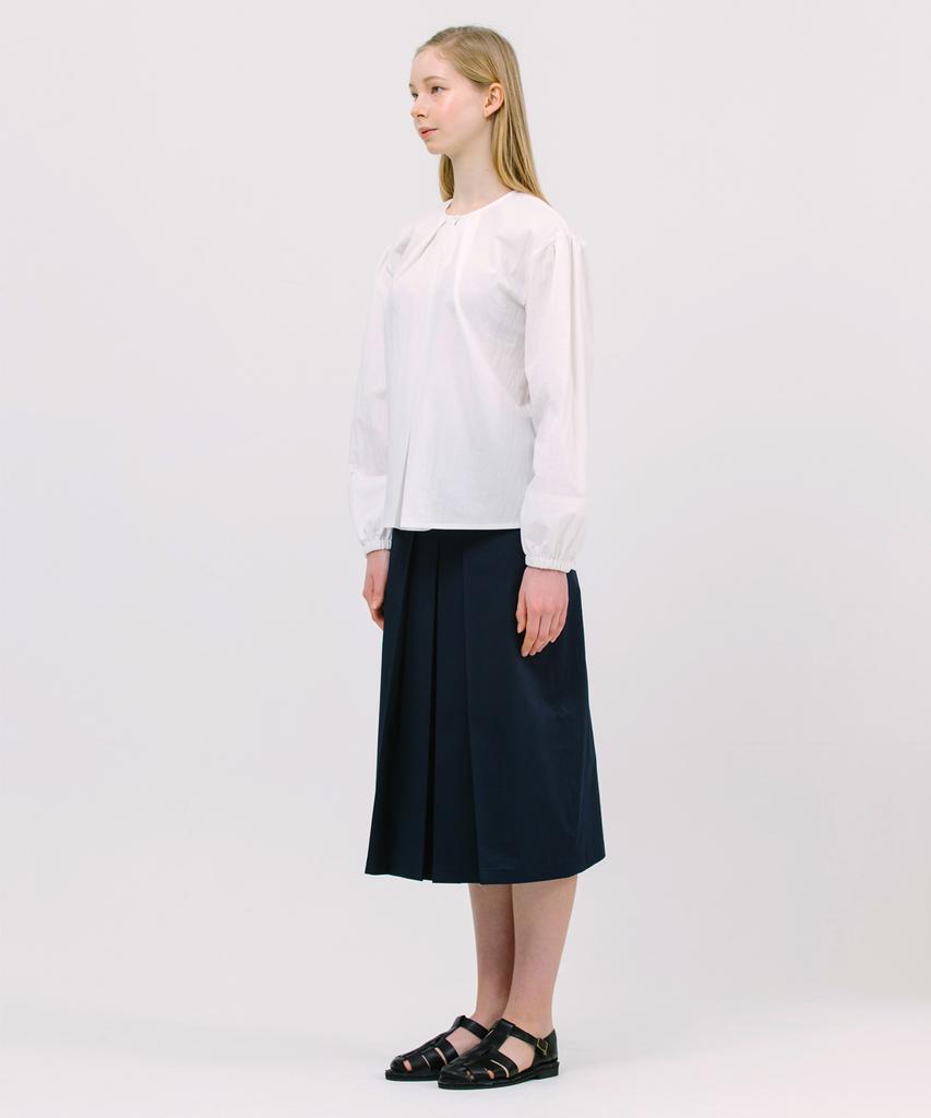 JUN BY JUN K Three-Tuck A-Line Skirt_Navy