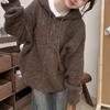 Women's Thickened Hooded Cardigan Sweater Coat - Autumn/Winter Loose Knit Korean Style