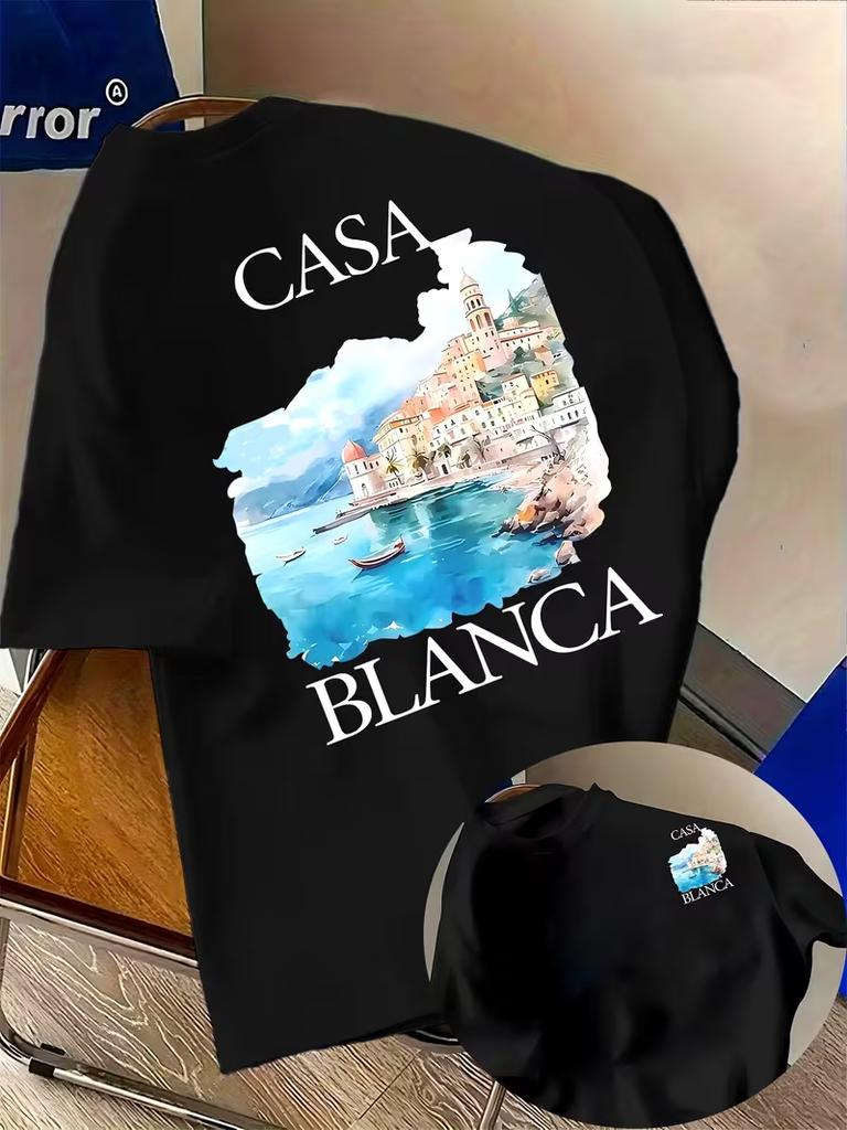 Cs Coastal Scenery Graphic Top Summer Beach Vacation Retro Casual Tee Round Neck Short Sleeve Streetwear 100 Cotton Unisex Tshirt