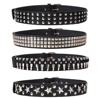 Rivet Belt Black Spice Girl Punk Unisex Personality Male Female Pentagram Bullet Rivet Buckle Jeans Belt