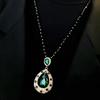 Green crystal oval sweater chain Internet celebrity simple temperament versatile atmosphere necklace female pendant pendant accessories retro