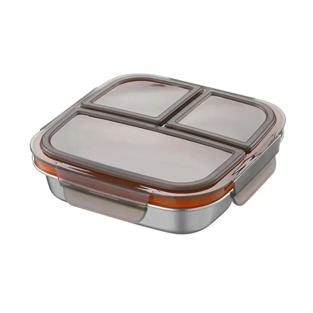 

Kids Stainless Steel Lunch Box Metal Container with Leakproof 3 Compartments Suitable for School or Outdoor Use black cover