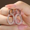 Huitan Double Rings Interlock Design Drop Earrings Brilliant Fashion Novel Jewelry for Wedding Party Gorgeous Women Accessories