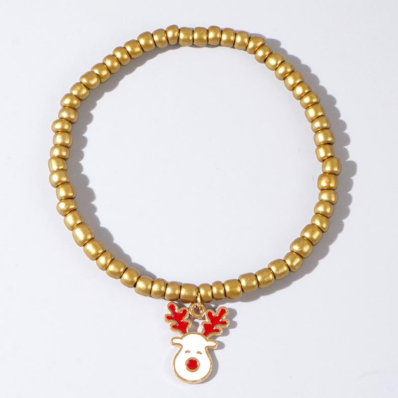 Christmas Colorful Beads Multi Element Pendant Bracelets For Women Santa Claus Tree Elk Bracelet Party Jewelry