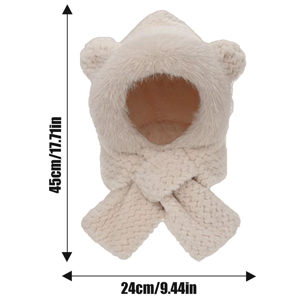 Bear Ears Hat Bunny Ear Hat Cute Winter Hat Bear Scarf Plush Hat Bear Costume Bear Hood For Kids Women Young People Elderly