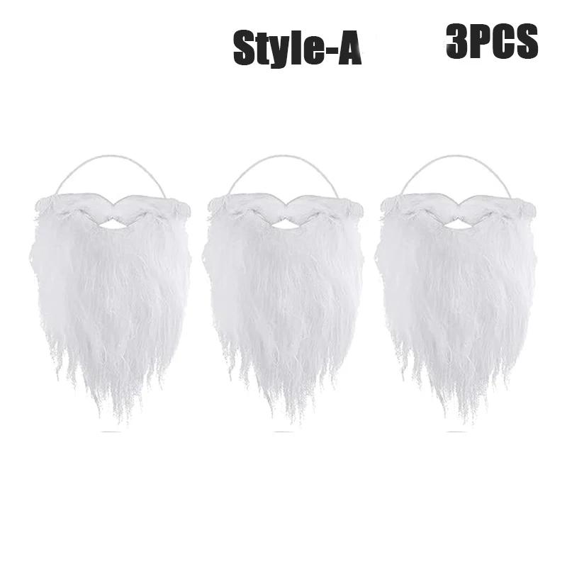 1-10PCS Christmas Santa Claus Beard  Adjustable Curly Fake Beards Realistic Costume Props Holiday Party Dress Up Accessories