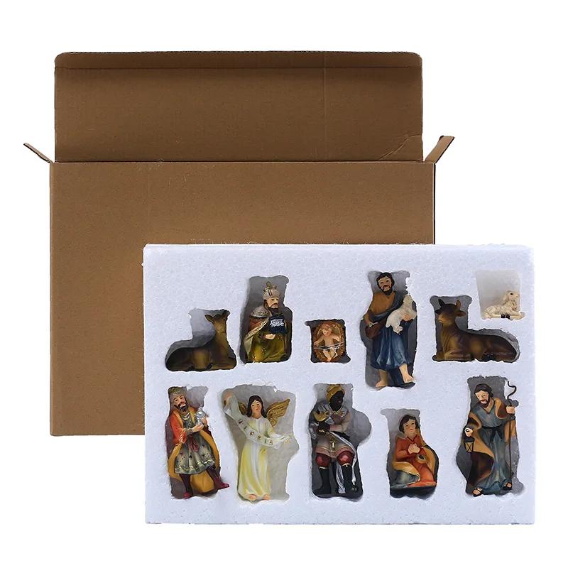 

11pcs/ Set 10cm Christ Birth of Jesus Ornament Gifts Nativity Scene Crafts Resin Christmas Manger Decoration Catholic Figurines