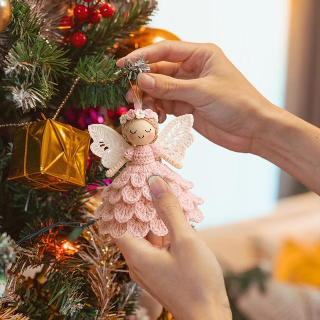 Crochet Angel Ornaments Handmade Reusable Fade Resistant Yarn Decorations Angel Ornament Crochet Kit For Men Women Child Boy