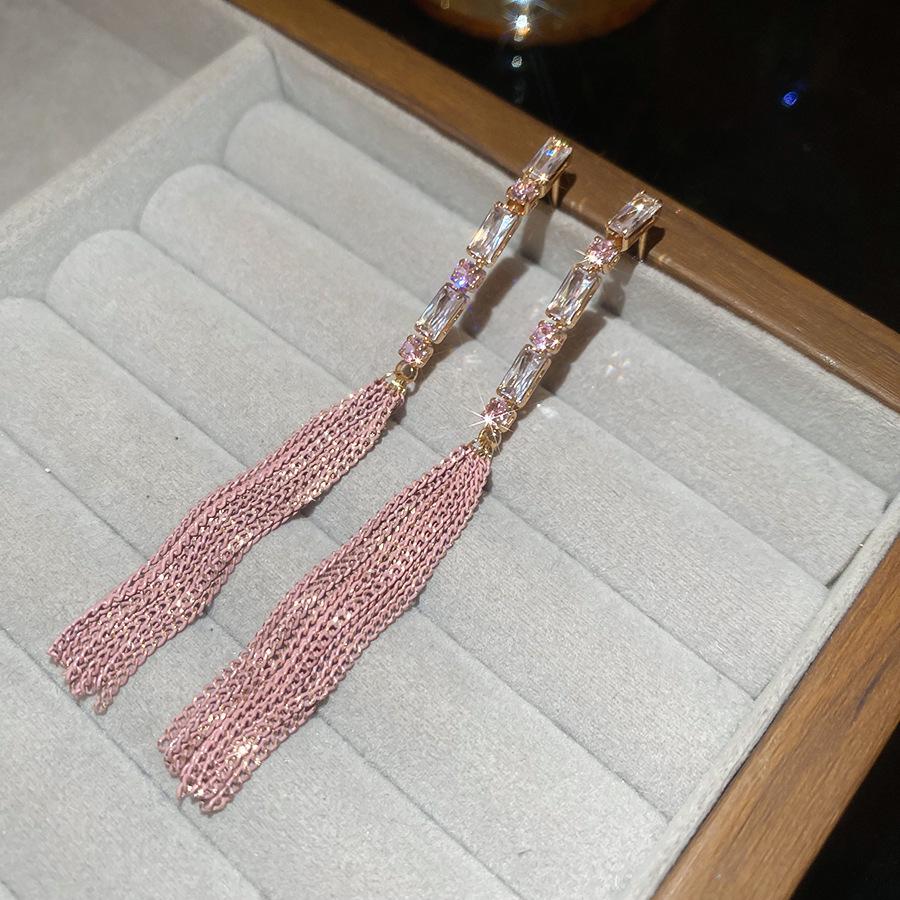 Silver Needle Pink Butterfly Zircon Cutout Stud Earrings - High-End Luxury Fashion Jewelry