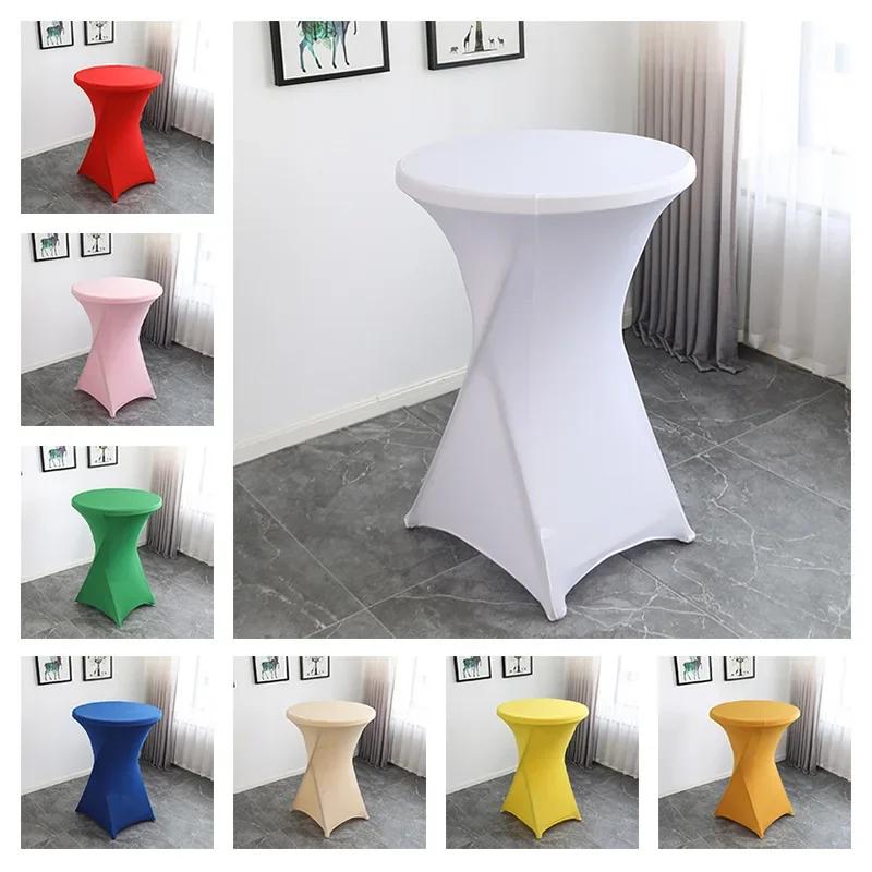 Pure Color Table Cloth Elastic Bar Table Cover Dustproof Polyester Round Tablecloth