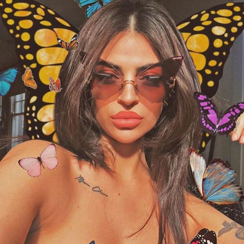 Auto-Schmetterlings-Sonnenbrille für Herren und Damen, UV-Schutz, Vintage-Radsport, randlose Sonnenbrille aus Metall