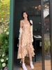 Vintage pure floral dress, new women's summer design niche French high-end slip long dress