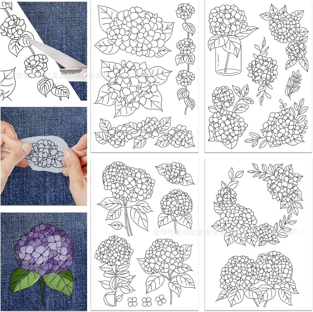 4 Sheets Water Soluble Embroidery Stabilizers,Animal and Plant Alphabet Patterns Paper Hand Sewing Stabilizers for Beginners