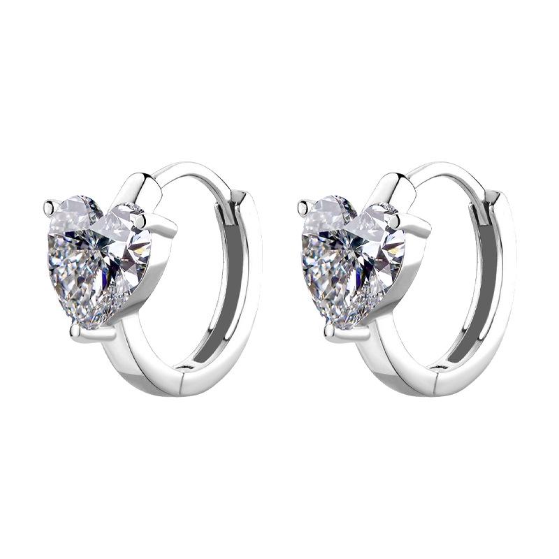 S925 Silver Heart-Shaped Moissanite Earrings - Simple, Elegant, Light Luxury Jewelry