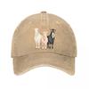 Modern Trio Goat Portrait Illustrati Washed Baseball Cap Outdoor For Womens Unisex FeUnisex Dad Hat