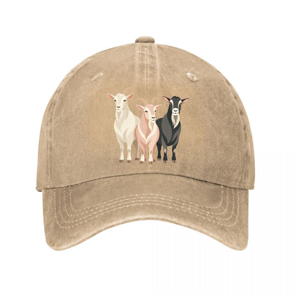 Modern Trio Goat Portrait Illustrati Washed Baseball Cap Outdoor For Womens Unisex FeUnisex Dad Hat