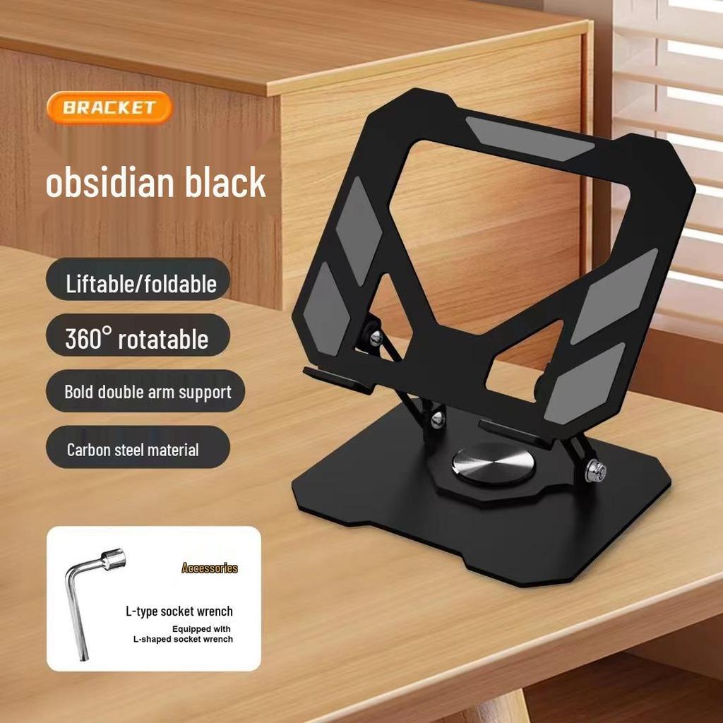 Foldable Metal Laptop & Tablet Stand with 360° Rotation and Double Rod Support