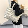 Winter Cotton Tote Bag High Capacity Women's Shoulder Handbags Quilted Female Handbags for Daily Commute Work Shopping and Travel