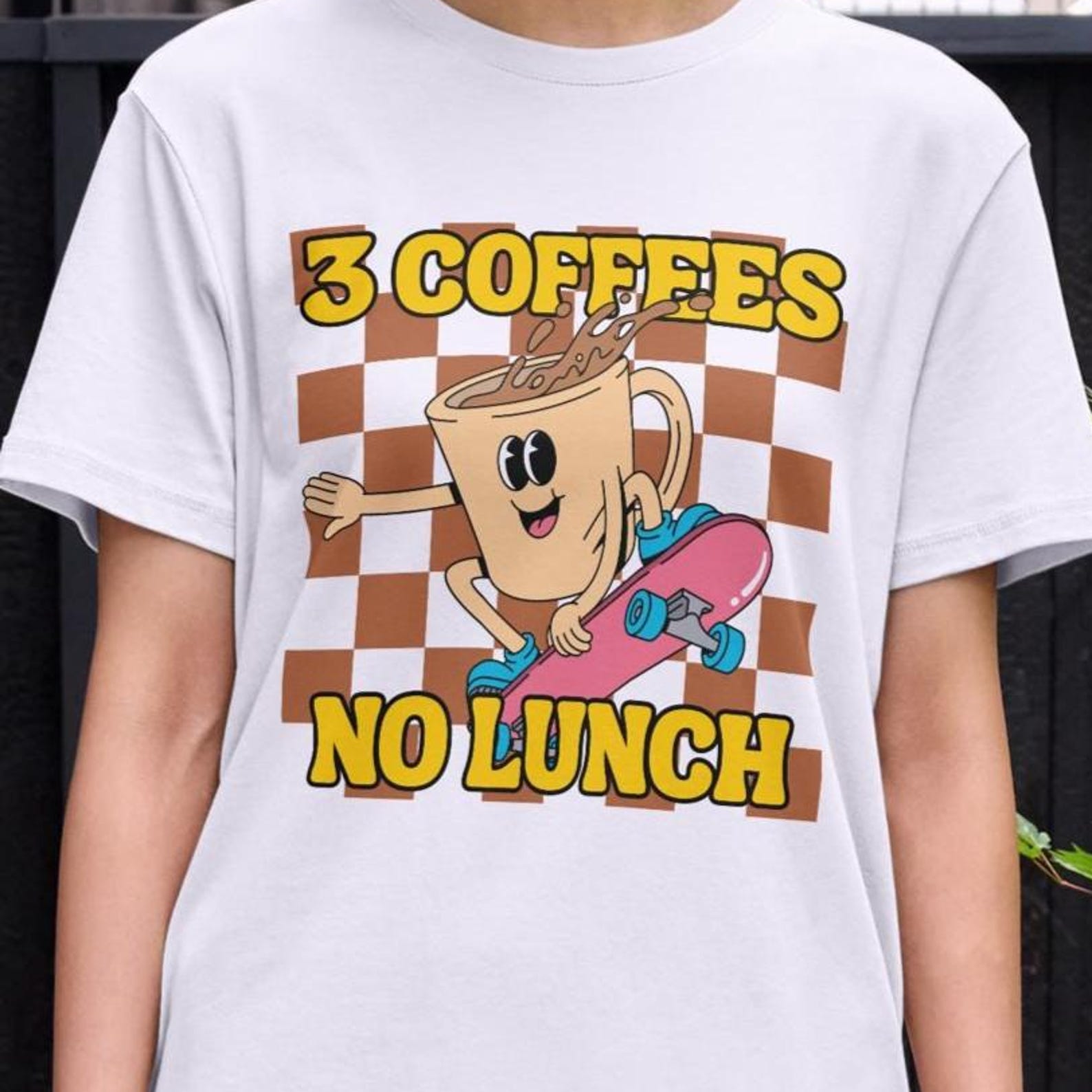 3 Coffees No Lunch Shirt, Retro Graphic Design, Funny Coffee Shirt, Coffee Drinker Gift, Coffee Gift, Oddly Specific, Unhinge, Weird Shirt 4XL