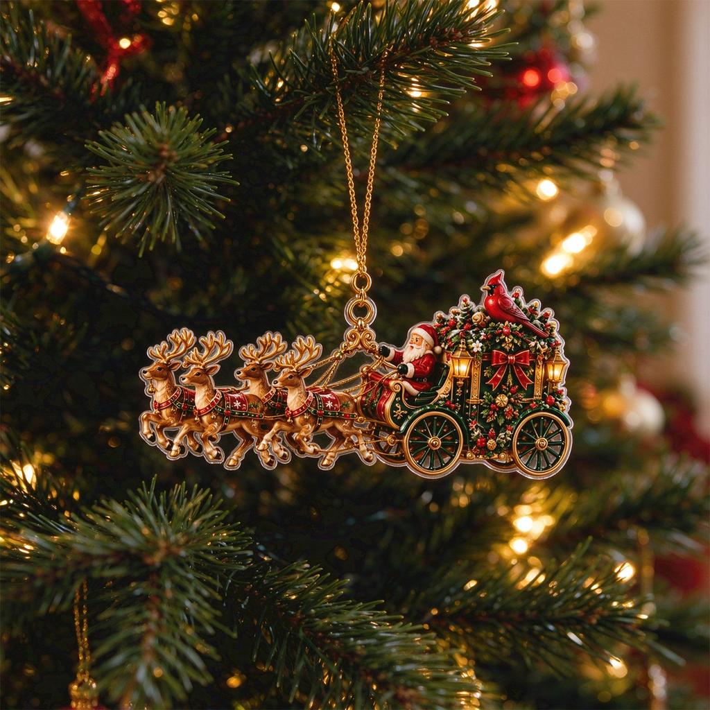 Christmas Tree Sled Shaped Hanging Ornament Decorative Pendant for Holiday Decor