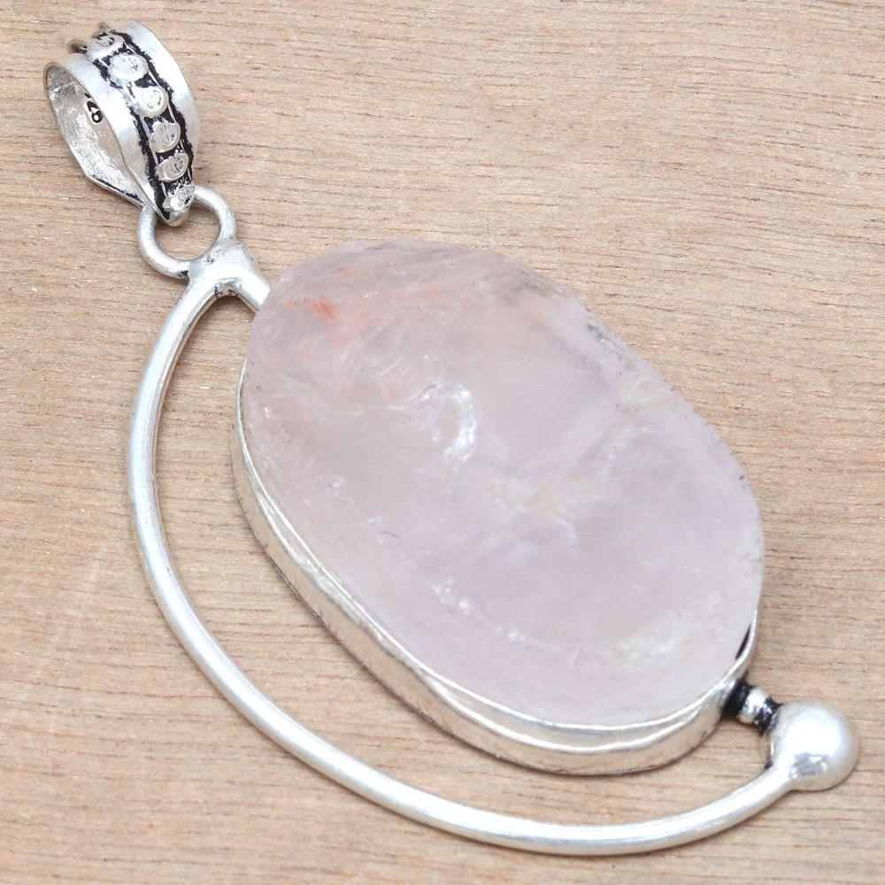 Necklace Rosequartz Drusy Gemstone Gift For Her Jewelry 2.25"