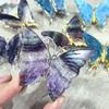 Natural Rainbow Fluorite Butterfly Crystal Carving Home Decor