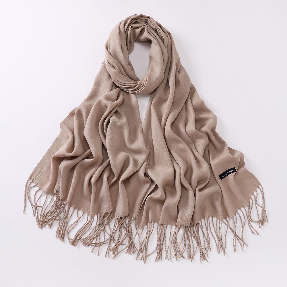 Imitation Cashmere Tassel Scarf - Chinese Red, Ideal for Autumn/Winter Celebrations, Company Events, and Parties with Custom Printed Logo
