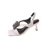 High-heeled sandals 2025 summer new sexy rhinestones flower square head thin heel elastic band thin versatile sandals women
