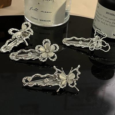 Y2K Irregular Liquid Metal Hairpin Butterfly Zircon Hair Clips Girl Bang Clip for Women Hair Accessories Fashion Silver Blue New