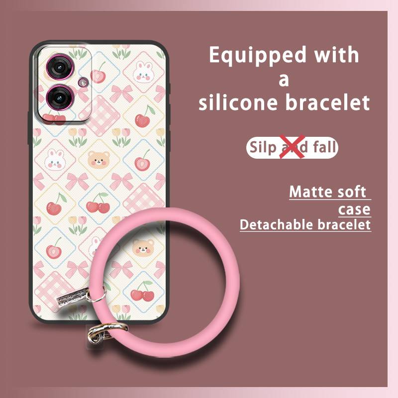Protective Personality Phone Case For MOTO G55 5G Creative Solid Color Cute Heat Dissipation Bracelet Waterproof Ring