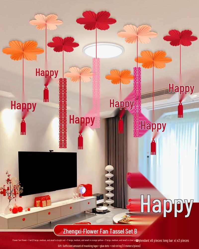 Ceiling Hanging Decorations: Wedding, Living Room, Bedroom, Boudoir Pendants & Fan Floral Ornaments