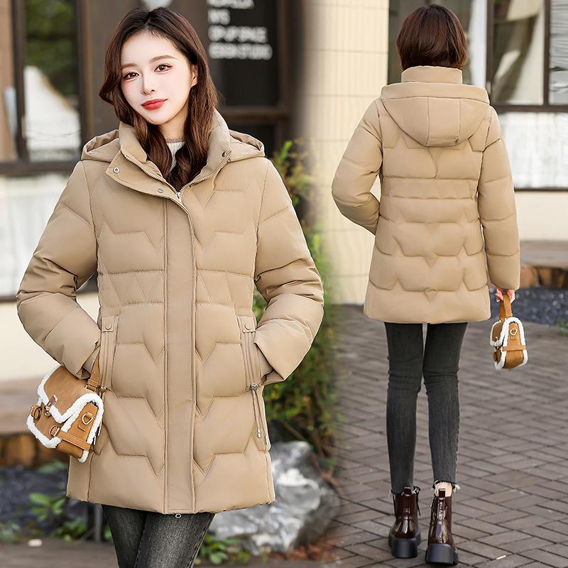 European Station Women's cotton-padded clothes Winter new fashion versatile hooded loose simple women's coat