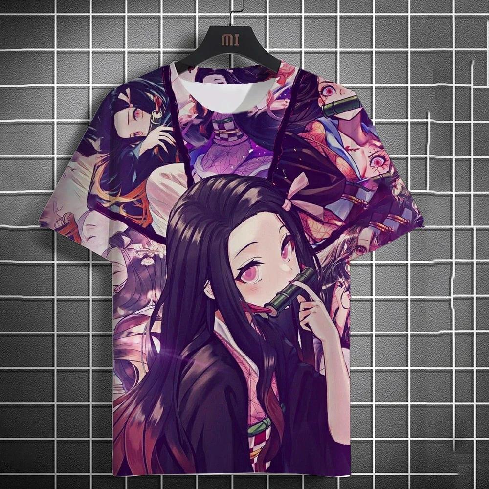 Kamado Nezuko 3D Men's Anime Printed Fashion Casual Short Sleeve T-Shirt Home Clothes Anime Summer Short Sleeve High Quality T-Shirts