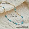 Stainless Steel Fresh Blue Beaded Necklace Women's Niche Design Sense Multi-layer Stacked Temperament Collarbone Chain