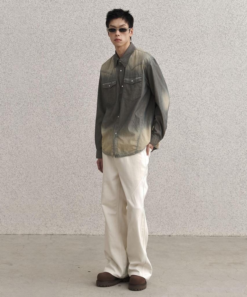 SENTAIR Dart Wide Flare Cotton Pants_Ivory