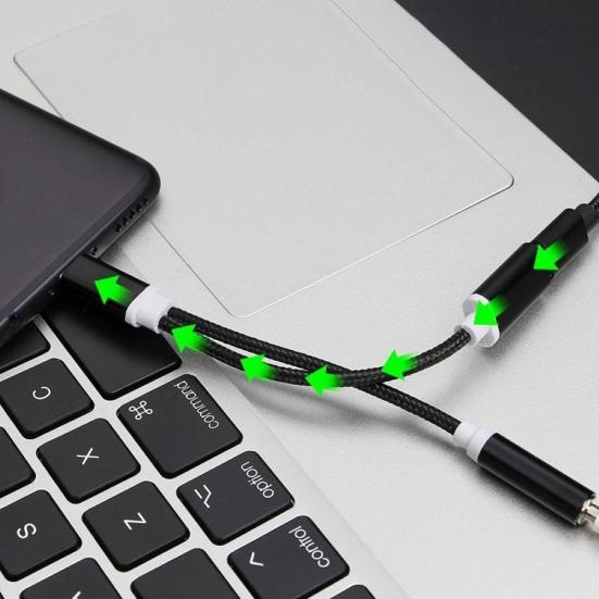 2 in 1 Type-c to 3.5mm Earphone Audio Jack Charging Cable Converter Adapter