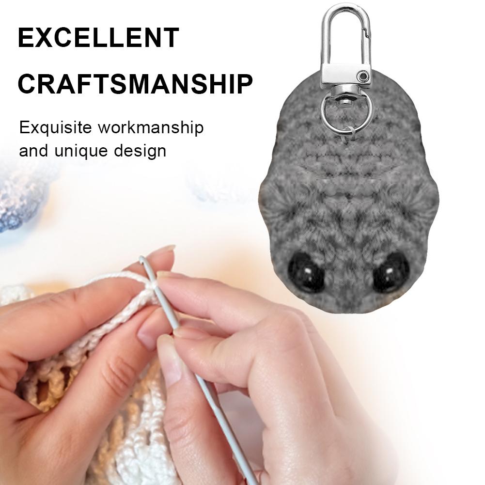Sad Hamster Keychain Crochet Sad Hamster Meme Cute Knitted Doll (No Bow  Tie) Hei