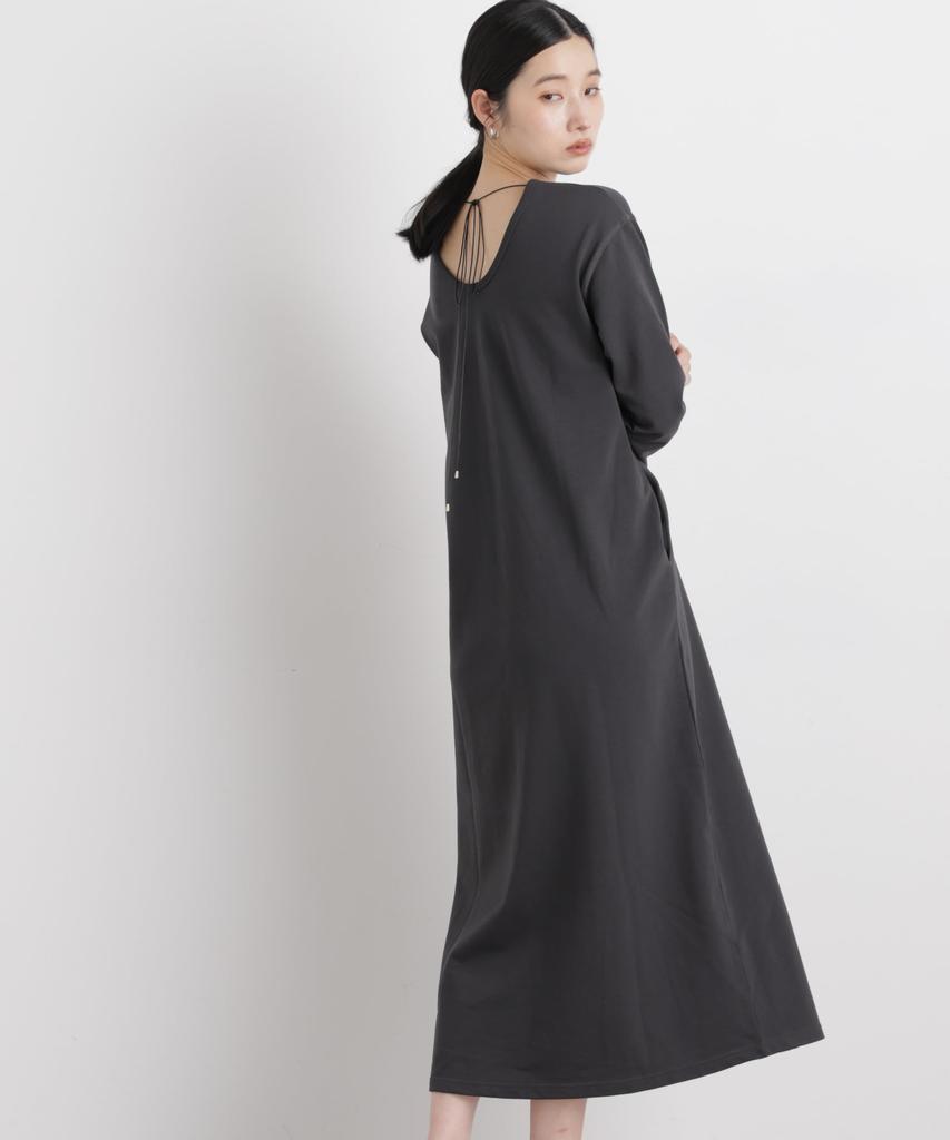 Reversible Dress with Choker Size [Nano Universe] Cut-and-Sewn (Women's, F, Charcoal) 669-6119309