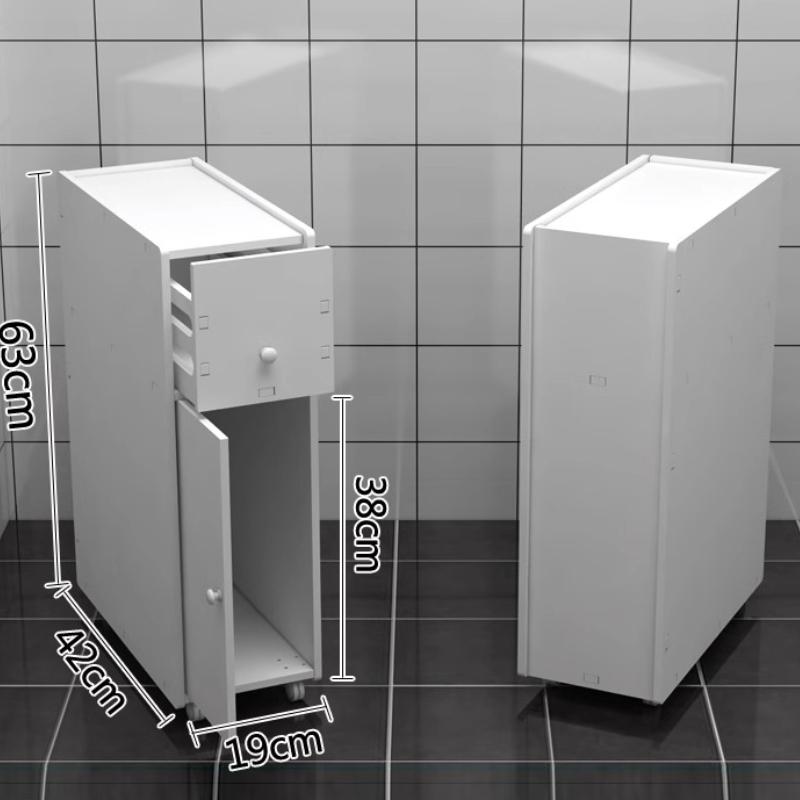 Simple And Stylish Waterproof Toilet Side Narrow Cabinet Mobile Gap Bathroom Organizer Rack Storage Unit Shelf