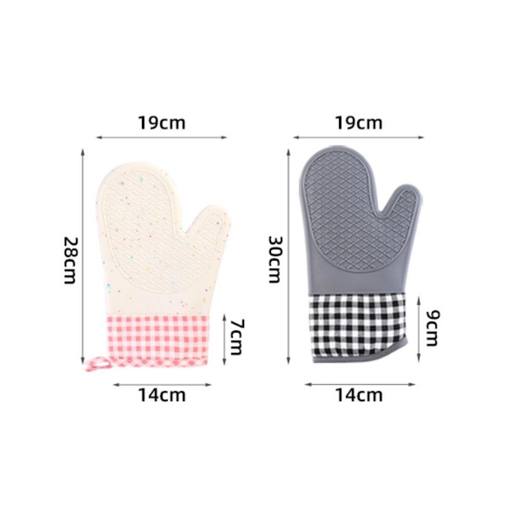Grid Pattern Silicone Oven Gloves High Temperature Resistant Anti-burn And Non-slip Kitchen Microwave Baking Dessert Tools