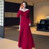 2026 Spring/Autumn Women's French Red Dress: Elegant Casual Slimming Battle Robe